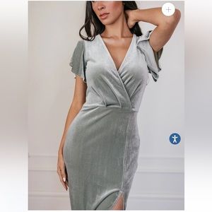 JessaKae Velvet V Neck Dress with slit